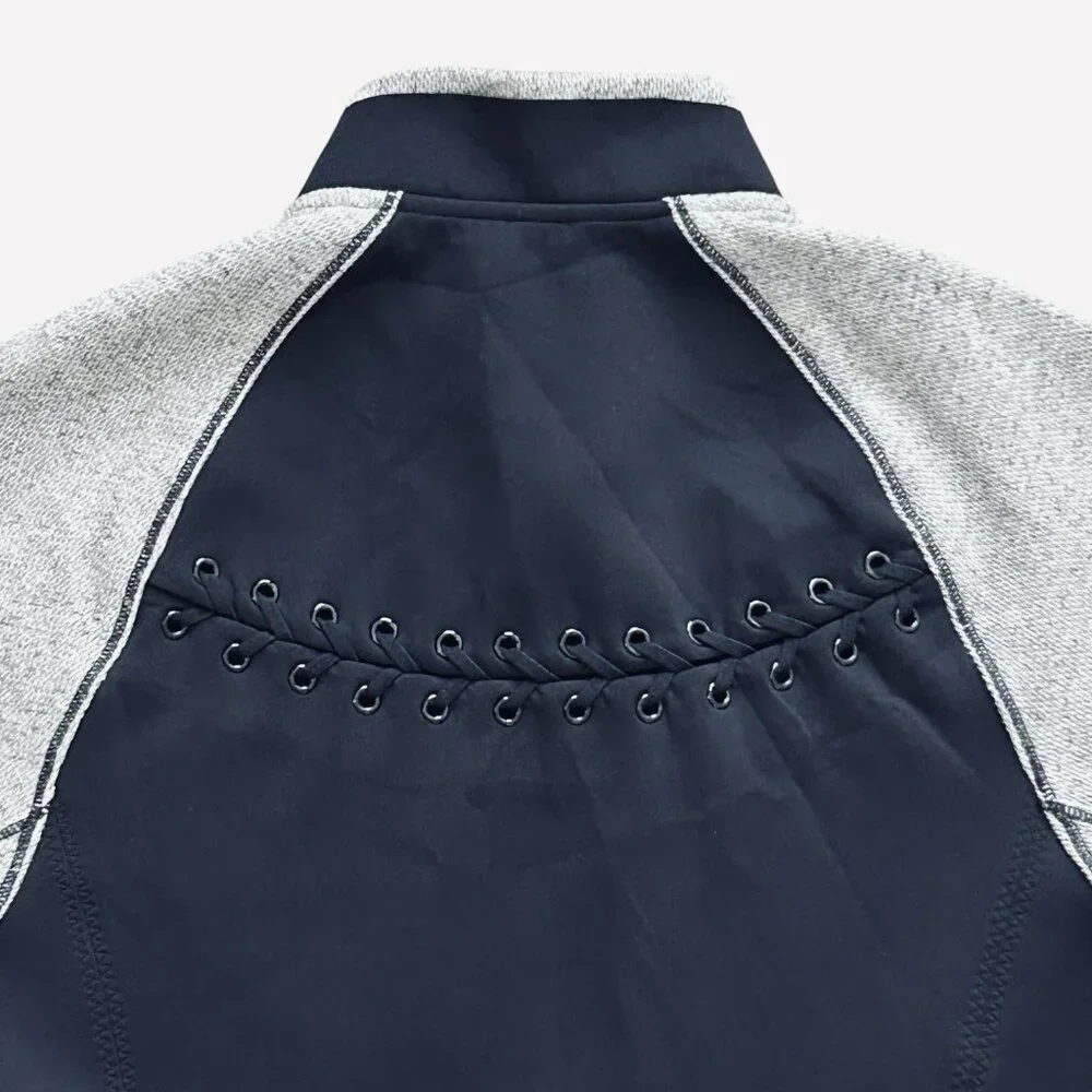 Lululemon Womens Jacket Size 4 Black Gray Var-City Bomber Baseball Stitching‎